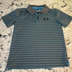 Under Armour Kids Striped Polo Shirt - Gray and Blue